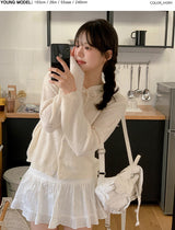 #Wish Eyelet Hood Wave Knit Cardigan (3color)