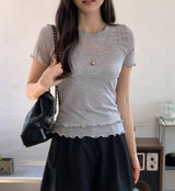 #Wave Point Short Sleeve T-shirt + Sleeveless Set (3color)