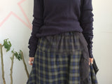 flared check skirt