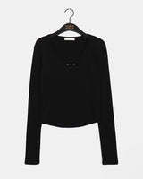 CooitスタッドUネック長袖Tシャツ
