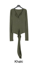 Luen Wrap Henley Neck Long Sleeve