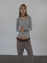 MULTI BUCKLE SUEDE BELT / BROWN