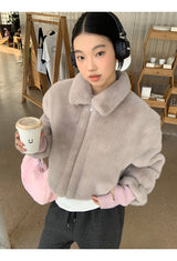 ミンクカラーショートジップアップファージャンパージャケット