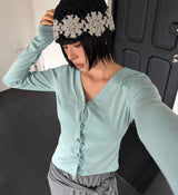 TWIST BUTTON CARDIGAN