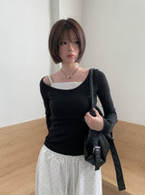 チャリンディープUネック2ウェイレイヤードTシャツ