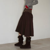 FLARE RIB SKIRT (CAHRCOAL)