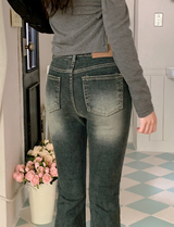 Cat Washing Denim Bootcut Pants