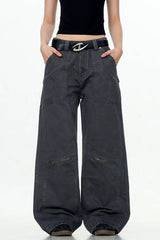 Washed Straight-Leg Cargo Pants