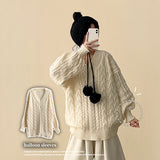 Raon Balloon Twisted V-Knit