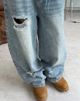 Lanes Damaged Wide Denim Pants