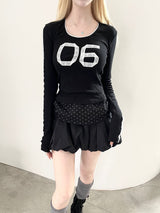 1474. Number lace track T (3color)