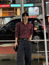 Herringbone Loose regular pants