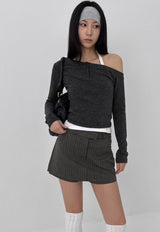 [MADE] Delfina Burton Unbalanced Off-Shoulder Long Sleeve T-shirt