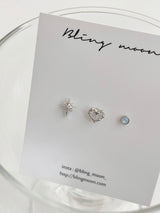 [3 set] blue twinkle heart piercing set
