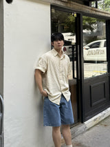 Basic wide denim shorts