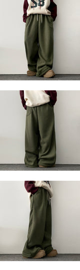 G DEN string thick fleece wide pants
