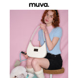 muva.ジェニュインレザー ニッチ デザイナー アームピット バッグ バゲット バッグ