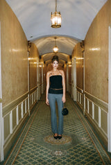 Lace combi bootcut pants