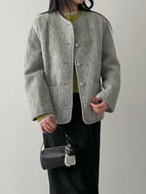 [2oz lining] Hairy wool round jacket
