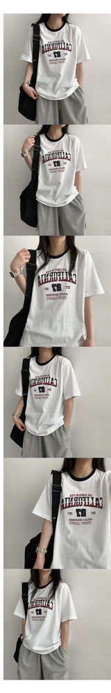 Entak カラーリングラウンド半袖Tシャツ