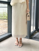 Corinne Layered Chiffon Slit Maxi Long Skirt