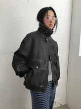 [MD Pick] Grunge Leather Mustang Jacket (2color)