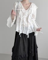 Plumel Ruffle V-Neck Blouse
