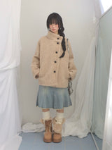 highneck puffy fur jacket