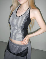 blin corsage stripe halter top 