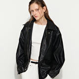 Oversized Leather Jacket Black