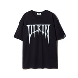 スマッジングスカルグラフィックTシャツ_ブラック
