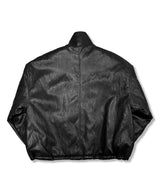 Vegan Leather Boa Padded Jacket_Black