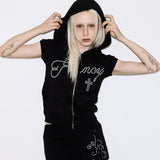 HOTFIX PUFF SLEEVE HOOD ZIP-UP (BLACK) F26QB151