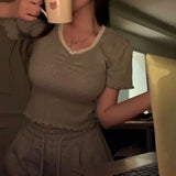 [BELLIDE MADE] アイレットリボンフリルシャツ