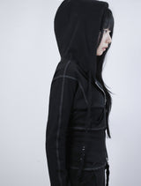 Ribbed Hoodie -Black