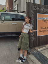 パンプキンピンタックバルーン斜めカーゴパンツ