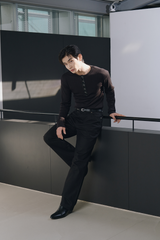 セミフレア コットンパンツ(Black)
