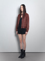 Crack Leather Biker Jacket_Burgundy