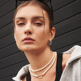 silver puppy huggie hoop rhodium plating + 925 silver earrings E069-02H