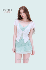 Rare mint layered lace short-sleeve top