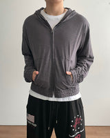 Roving Slub Cropped Hooded Zip-up
