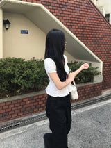 ロミー スクエア レース リボン パフ スモーク ブラウス