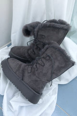 Suede Rabbit Fur Boots