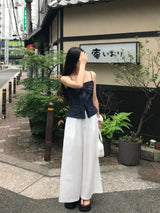 ミル バック バンディング ワイド ピンタック ロング パンツ