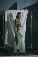 CHECK SHIRRING BLOUSE