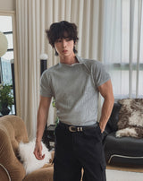 Slowy Button Muscle Fit Ribbed Short Sleeve T-shirt