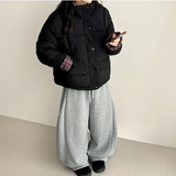 Terry Fleece side pin tuck incision string wide pants