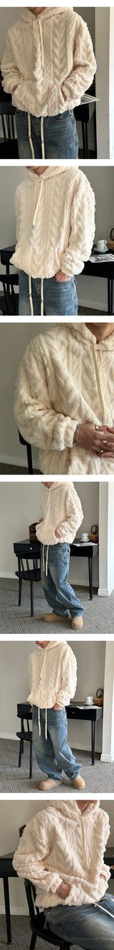 [F/W] Cable sheep hair hood knit(3color)
