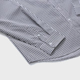 インフィニットカレッジロゴワンポケットストライプシャツ / ブラック-ホワイト [Unisex]
