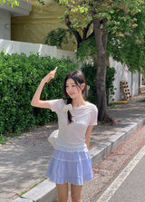 #Wave Point Short Sleeve T-shirt + Sleeveless Set (3color)